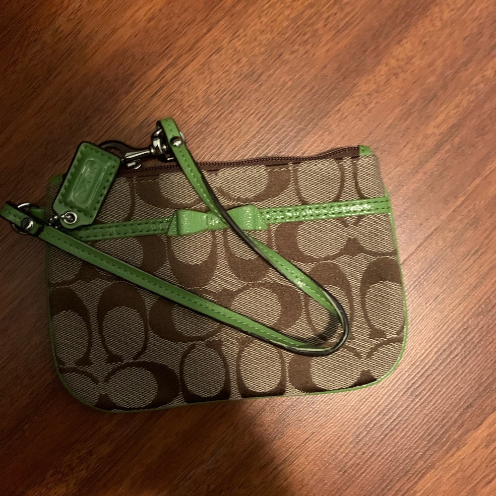 Coach logo wristlet